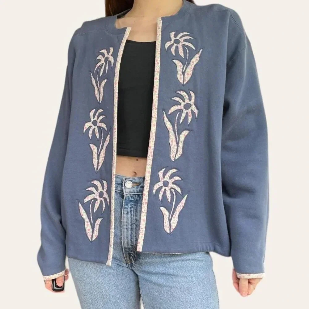 Handmade/reworked one of a kind floral cardigan
